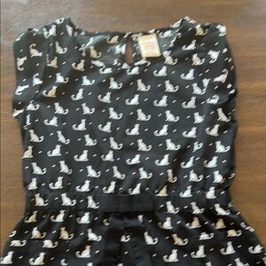Adorable Black Cat Pattern Kids Dress